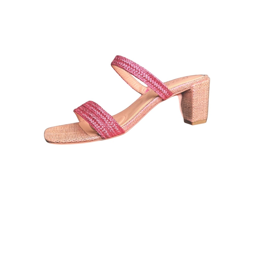 Jewel Badgley Mischka slide braided straps sandals metallic pink Size 7.5